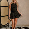 Vera Black Mini Flare Skirt- full body view