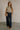 Amina Light Taupe & Navy Stripe Top - front full body view