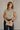 Amina Light Taupe & Navy Stripe Top - front view