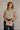 Amina Light Taupe & Navy Stripe Top - front view