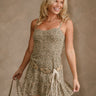 Briella Washed Leopard Denim Flare Mini Dress- close up front view