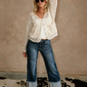 Elisa Cream Button-Up Knit Cardigan- full body front view