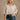 Carmen Brown & White Stripe Peplum Top- front top view
