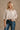 Carmen Brown & White Stripe Peplum Top- front top view