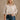 Carmen Brown & White Stripe Peplum Top- front top view