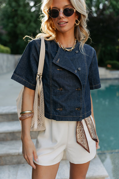 Casey Dark Wash Denim Top - Lizard Thicket