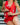 Talia Red Tropical Scalloped Shorts - close up