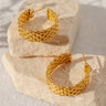 Sunday Gold Braided Hoop Earring- flat lay view