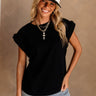 Front view of female model wearing the Jayla Braided Top in Black.