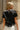 Eliana Black Satin & Lace Short Sleeve Top- back view