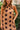 Valerie Caramel & Dark Brown Polka Dot Midi Dress- close up front view
