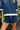 Peyton Navy & White Short Sleeve Top- close up view