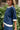 Peyton Navy & White Short Sleeve Top- close up frontal side view