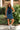 Jade Blue & Navy Blue Stripe Cape Mini Dress- full body view