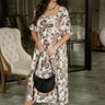 Nina White Multi Floral Puff Sleeve Midi Dress - full body front view