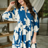 Laurie Blue & Cream Floral Mini Dress - front view