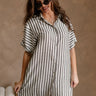 Arya White & Black Stripe Mini Dress- top view