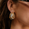 Roxy Brushed Gold & Stone Hoop Earrings - close up