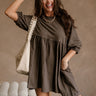 Parker Washed Grey Mini Dress- front top view