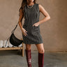 Lucia Black & White Tweed Knit Dress- full body view