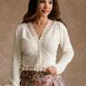 Cecilia Cream Lace Knit Cardigan- front top view