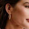 Delilah Gold & Pearl Hoop Earrings -  close  up on model