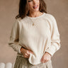 Ella Cream Waffle Knit Top- front top view