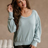 Maya Light Blue Waffle Knit Top- front top view