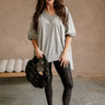 Kinsley Heather Grey Short Sleeve Top- full body view