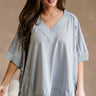 Kinsley Light Blue Short Sleeve Top - front view