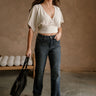 Judy Blue: Cara Dark Wash Straight Leg Jeans - full body front view