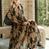 Kiley Black Multi Long Sleeve Midi Dress - sitting view