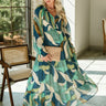 Gemma Blue Multi Long Sleeve Midi Dress - full body front view