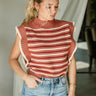 Carolyn Rust Striped Sleeveless Sweater- frontal side top view