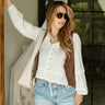 Alina Dark Brown Suede Vest- front top view
