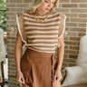 Carolyn Brown Striped Sleeveless Sweater - front view