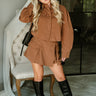 Reyna Brown Suede Cargo Jacket- full body view