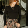 Parker Black Long Sleeve Top- front top view