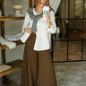 Vera Dark Brown Wide Leg Pants- full body view