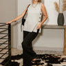 Evie Heather Grey Knit Fabric- full body front view