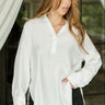 Raegen White Bow Long Sleeve Top- top view