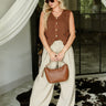 Melissa Brown & Gold Cable Knit Vest- full body view