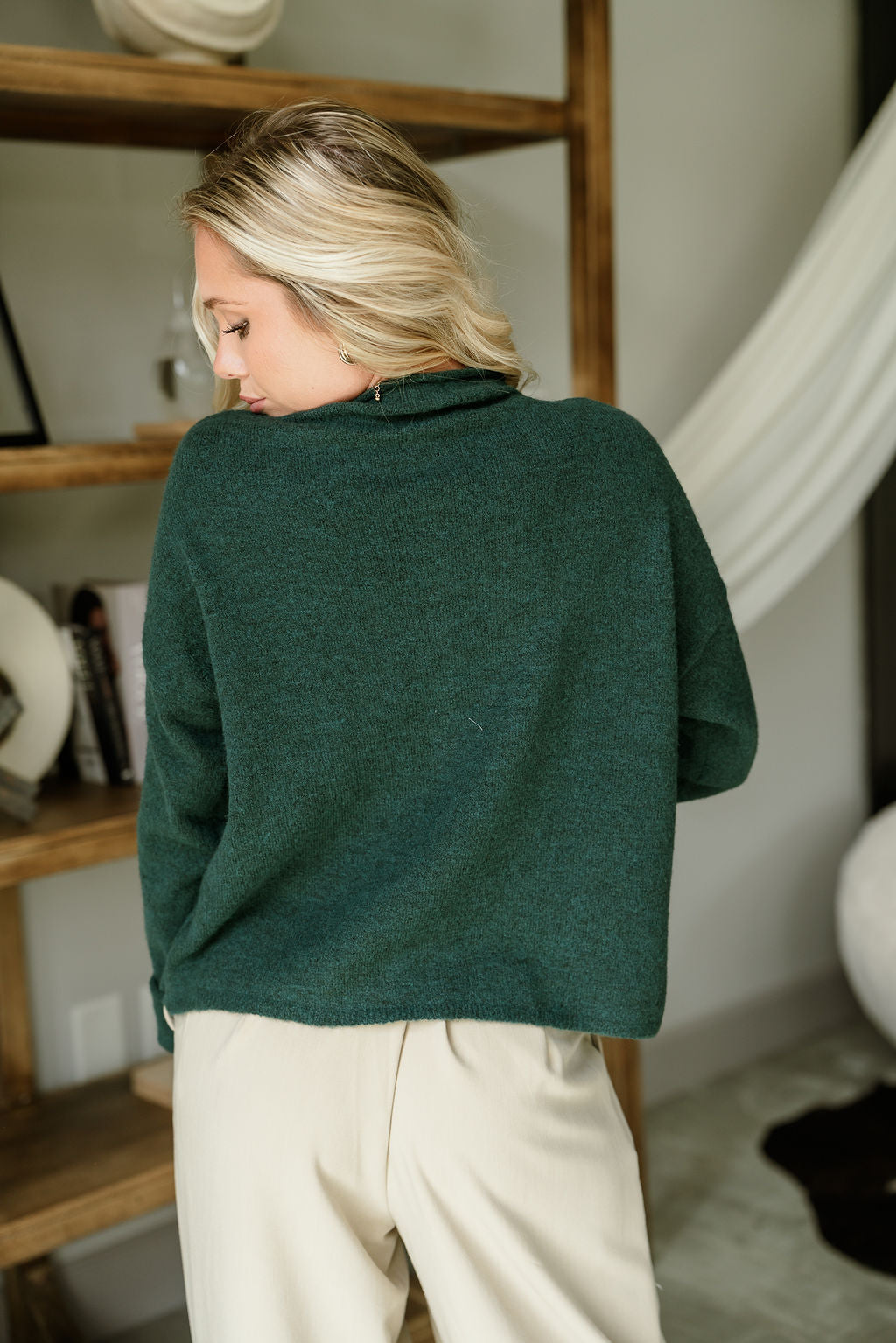 Misha Hunter Green Cardigan- close up back view
