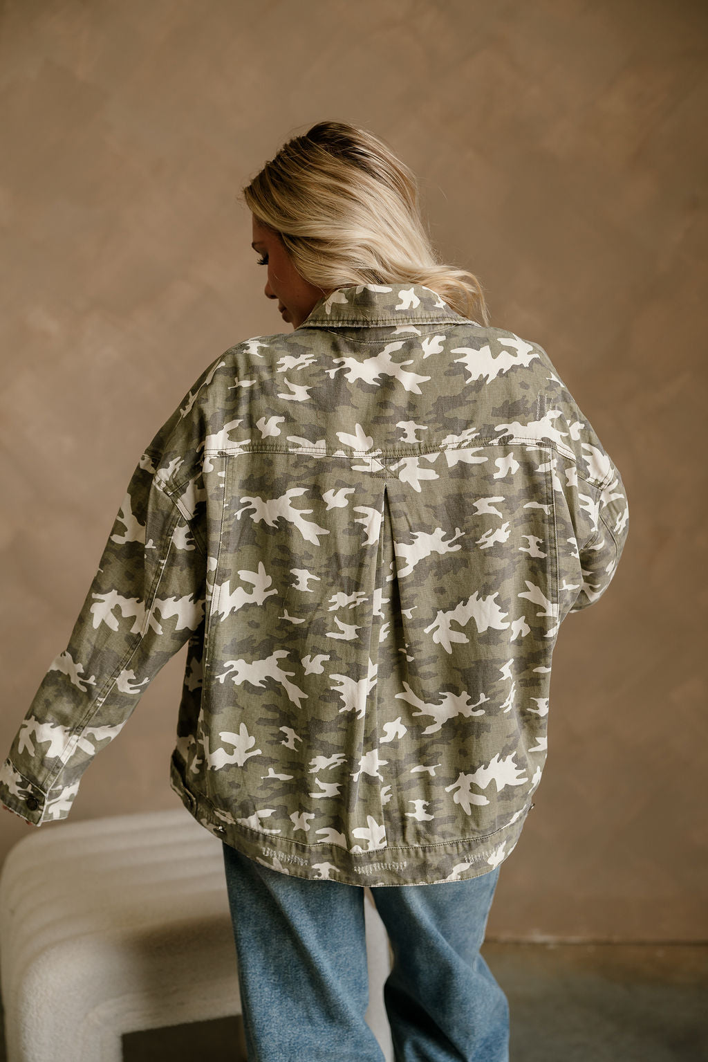 Janelle Light Camo Long Sleeve Jacket- back view