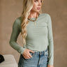 Parker Sage Green Long Sleeve Top- front top view