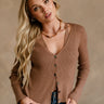 Marlow Mocha Brown Ribbed Tank & Cardigan- close up front view
