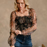 Trisha Floral Mesh Long Sleeve Top - front view