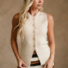 Gina Cream Split Hem Knit Vest - front view