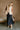 Veronica Navy Belted Faux Leather Midi Skirt - full frontal view