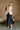 Veronica Navy Belted Faux Leather Midi Skirt - full frontal view